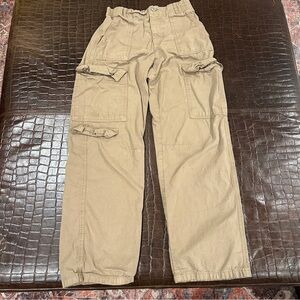 Pull & Bear Pants Womens 4 Beige Tan Cargo Tapered Chino Pockets Cotton WORN